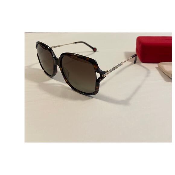 Carolina  Herrera Havana Oversized Square Tortoise Brown Gradient Sunglasses NWT